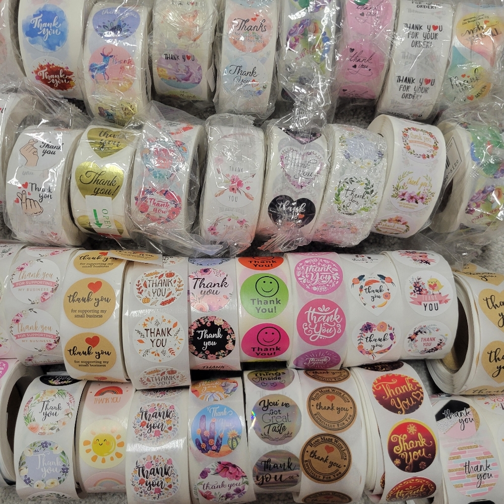 500 1" thank you sticker shown on live
